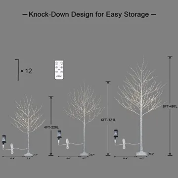 Lighted Birch Twig Tree Set for Indoor Outdoor Decor