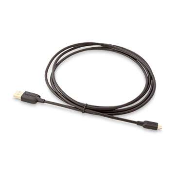 Amazon Basics USB-A to Micro USB Charging Cable, 480Mbps Transfer Speed with Gold-Plated Plugs, USB 2.0, 6 Foot, Black