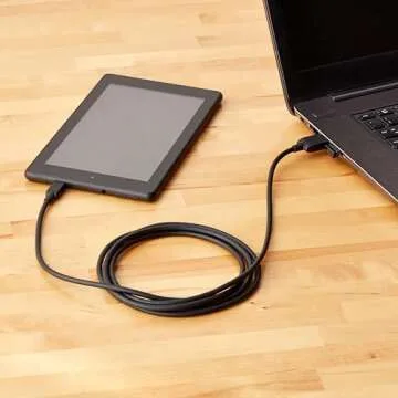 Amazon Basics USB-A to Micro USB Charging Cable, 480Mbps Transfer Speed with Gold-Plated Plugs, USB 2.0, 6 Foot, Black