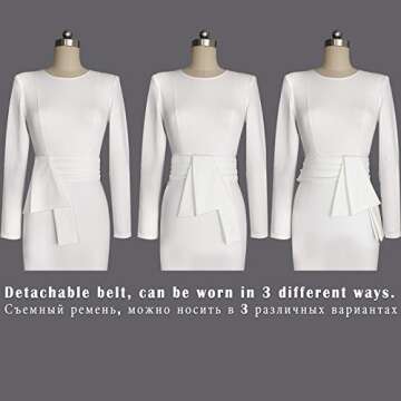 Leezeshaw Women Stretchy O-Neck Long Sleeve Pencil Dress