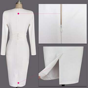 Leezeshaw Women Stretchy O-Neck Long Sleeve Pencil Dress