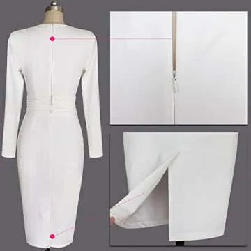 Leezeshaw Women Stretchy O-Neck Long Sleeve Pencil Dress