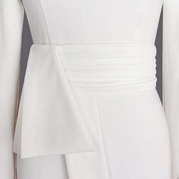 Leezeshaw Women Stretchy O-Neck Long Sleeve Pencil Dress