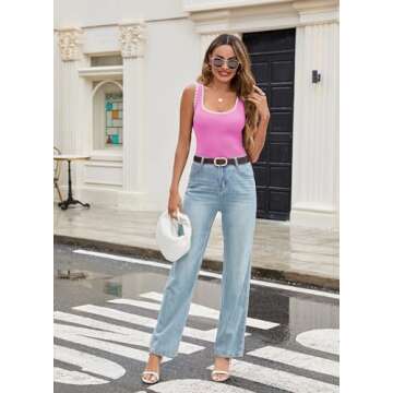 Neweek Women's Stylish Contrast Sleeveless Tank Tops