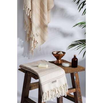 DEMMEX Oversized Turkish Bath and Beach Towel - 100% Organic Cotton, Lightweight Quick-Dry Peshtemal...