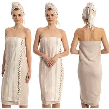 DEMMEX Oversized Turkish Bath and Beach Towel - 100% Organic Cotton, Lightweight Quick-Dry Peshtemal, Prewashed, Diamond Weave, Oeko-TEX Certified, 71x36 - Luxury Beach, Spa, Bathroom Use, Beige