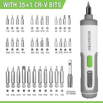 WORKPRO 4V Electric Screwdriver with Rechargeable Battery Set