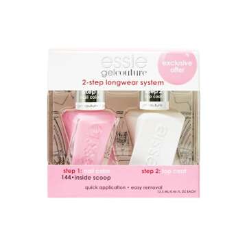 essie gel couture long-lasting mani kit, vegan, pink, top coat, Inside Scoop Kit, 1 kit