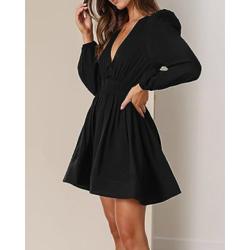FAIABLE Mini Dress Deep V Fashionable Flowy Dress for Women