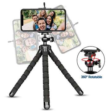 Portable Flexible Tripod, Adjustable Cell Phone Tripod, Wireless Remote Mini Tripod Stand, Flexible ...