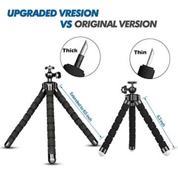 Portable Flexible Tripod, Adjustable Cell Phone Tripod, Wireless Remote Mini Tripod Stand, Flexible Mini Phone Tripod, Mini Tripod for iPhone 14 13 12 11 Pro XS MAX XR Android Phone Camera