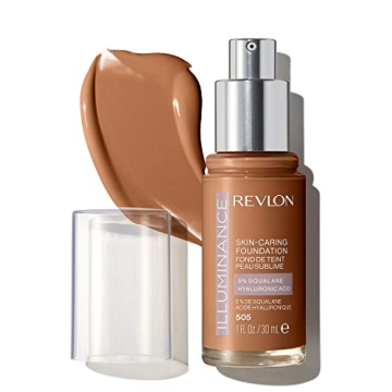 Revlon Illuminance Skin-Caring Liquid Foundation, 505 Rich Sand, Hydrating Formula with Medium Cover...