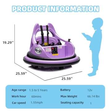OKYBABY 12V Bumper Car for Kids, Bumper Car for Toddlers W/Remote Control, Electric Ride On Car with...
