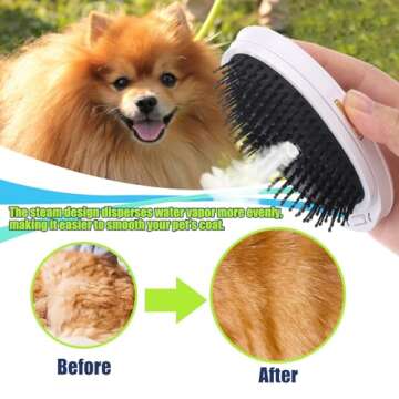 Vodolo 3-in-1 Rechargeable Steamy Cat Grooming Tool - Defur Comb, Spray Massage, Self-Cleaning Hair Brush with USB Port