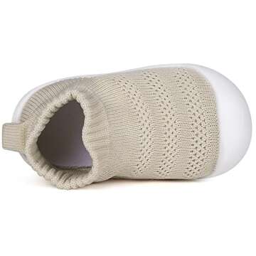 Baby Socks Boys Girls Breathable Walking Shoes Toddler Slippers Infant Shoes Toddle Sneaker with Soft Rubber Sole,Khaki-2