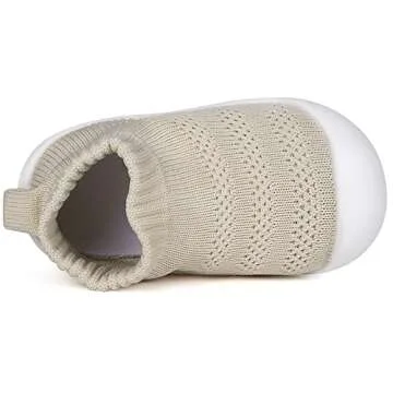 Baby Socks Boys Girls Breathable Walking Shoes Toddler Slippers Infant Shoes Toddle Sneaker with Soft Rubber Sole,Khaki-2