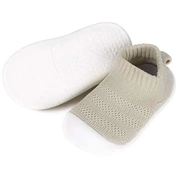 Baby Socks Boys Girls Breathable Walking Shoes Toddler Slippers Infant Shoes Toddle Sneaker with Soft Rubber Sole,Khaki-2