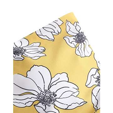 StarVnc Women's Floral Bandeau Bikini Swimsuits High Waist Strapless Two Pieces Bathing Suit Beacwear (S, Yellow)