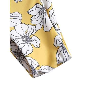 StarVnc Women's Floral Bandeau Bikini Swimsuits High Waist Strapless Two Pieces Bathing Suit Beacwear (S, Yellow)