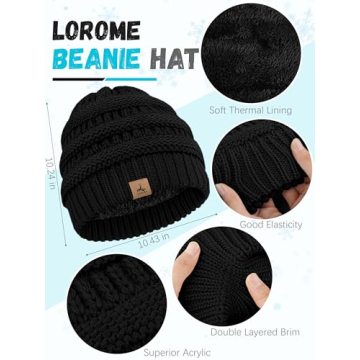 Warm Winter Beanie Hat Scarf Gloves Set for Adults