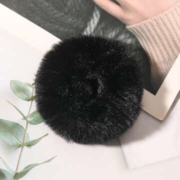 Furry Faux Rabbit Fur Hair Scrunchies - 2 Pack Stylish Accessories