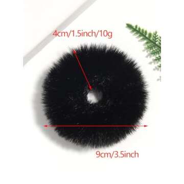 Furry Faux Rabbit Fur Hair Scrunchies - 2 Pack Stylish Accessories