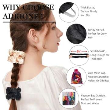 ADRIONE Satin Scrunchies for Women Girls 60 Pack, Satin Silk Scrunchies for Hair Scrunchies for Girl...