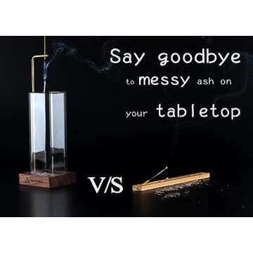 Goolan Incense Holder for Sticks [Anti-Ash Flying] with Removable Glass Ash Catcher No Mess Incense Burner