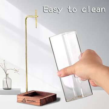 Goolan Incense Holder for Sticks [Anti-Ash Flying] with Removable Glass Ash Catcher No Mess Incense Burner