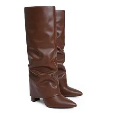 Stylish Modatope Brown Knee High Slouchy Boots for Women