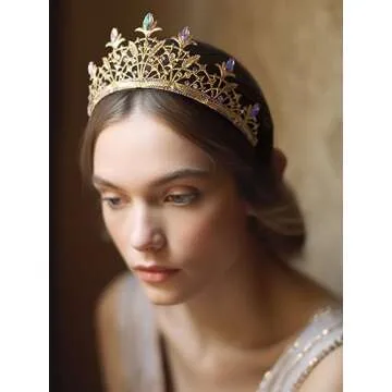 SWEETV Tarot Tiara Crown Gold for Women, Princess Diadem