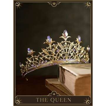 SWEETV Tarot Tiara Crown Gold for Women, Princess Diadem