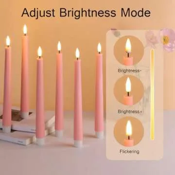 Eywamage Pink Flickering Flameless Taper Candles with Remote, Battery Operated LED Wax Candlesticks Set of 6