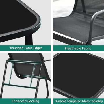 YITAHOME Patio Set with Rocking Bistro Chairs and Table