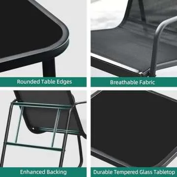 YITAHOME Patio Set with Rocking Bistro Chairs and Table