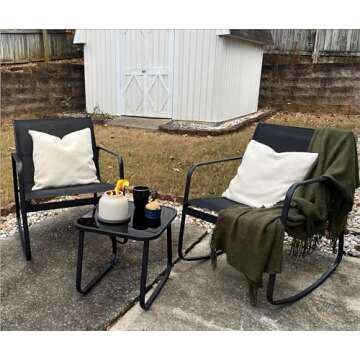YITAHOME Patio Set with Rocking Bistro Chairs and Table