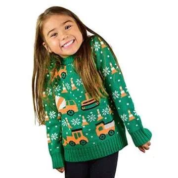 Construction Tractors & Bulldozers Boys Ugly Christmas Sweater Xmas Toddler Kids Sweaters 5T Multicolor