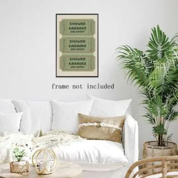 Vintage Green Wall Art Bathroom Shower Karaoke Ticket Canvas Print Trendy Preppy Girly Room Decor Retro Funny College Bathroom Toilet Shower Singing Poster Aesthetic Decoration 8x12inch Unframed