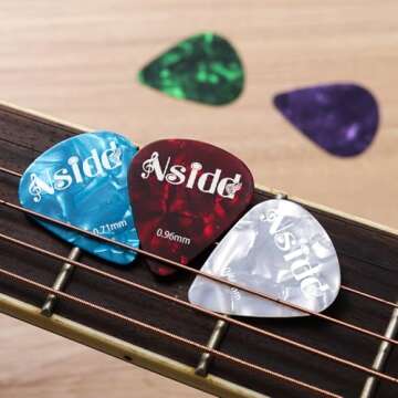 60 Pack Guitar Picks with Organizer Storage Box, 0.46 0.71 0.96mm Includes Thin, Medium, Heavy Colorful Celluloid Guitar Picks for Acoustic Guitar Electric Guitar Bass Ukulele