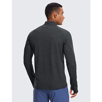 CRZ YOGA Men's Warm Breathable Workout Quarter Zip Pullover