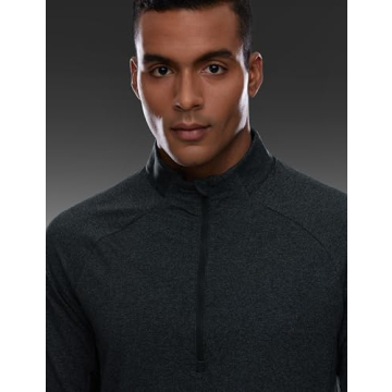 CRZ YOGA Men's Warm Breathable Workout Quarter Zip Pullover