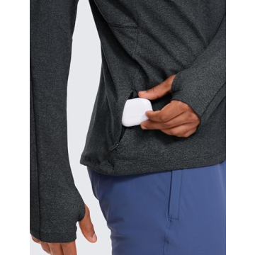 CRZ YOGA Men's Warm Breathable Workout Quarter Zip Pullover