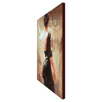 Hand Painted Flamenco Dancer Oil Painting with Black Skirt Abstract Canvas Wall Art Decor
