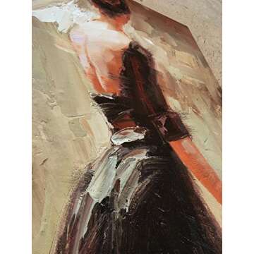 Hand Painted Flamenco Dancer Oil Painting with Black Skirt Abstract Canvas Wall Art Decor