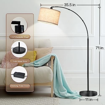 Luvkczc Modern Dimmable Arc Floor Lamp for Living Room