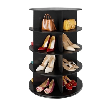 SpaceAid 4 Tier Rotating Shoe Rack Tower with Lazy Susan