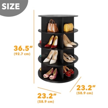 SpaceAid 4 Tier Rotating Shoe Rack Tower with Lazy Susan
