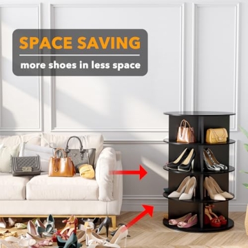 SpaceAid 4 Tier Rotating Shoe Rack Tower with Lazy Susan