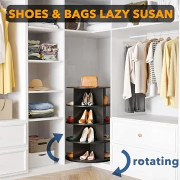 SpaceAid 4 Tier Rotating Shoe Rack Tower with Lazy Susan