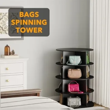 SpaceAid 4 Tier Rotating Shoe Rack Tower with Lazy Susan